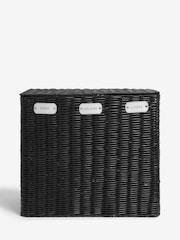 Black Wicker Laundry Sorter Basket - Image 3 of 6