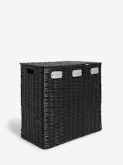 Black Wicker Laundry Sorter Basket - Image 4 of 6