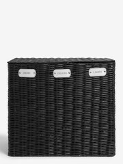 Black Wicker Laundry Sorter Basket - Image 5 of 6