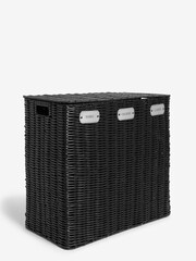 Black Wicker Laundry Sorter Basket - Image 6 of 6