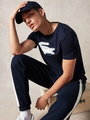 Lacoste Navy Cotton 3D Croc Print T-Shirt - Image 4 of 6