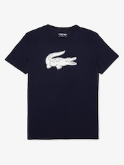Lacoste Navy Cotton 3D Croc Print T-Shirt - Image 5 of 6