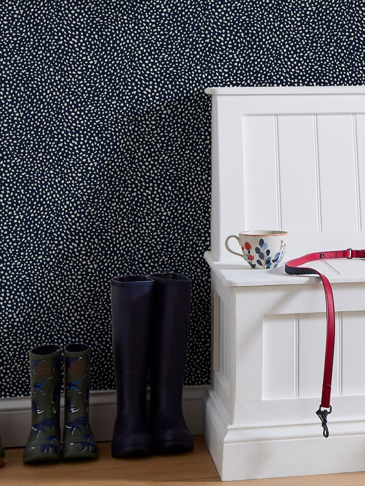 Joules French Navy Guinea Spot Wallpaper Sample - Image 1 of 3