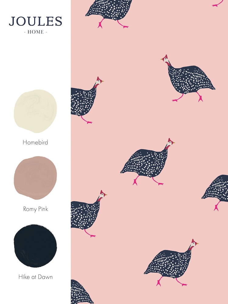 Joules Blush Pink Guinea Fowl Wallpaper Sample - Image 3 of 3