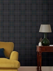 Joules Heritage Blue Rothero Check Wallpaper - Image 1 of 3