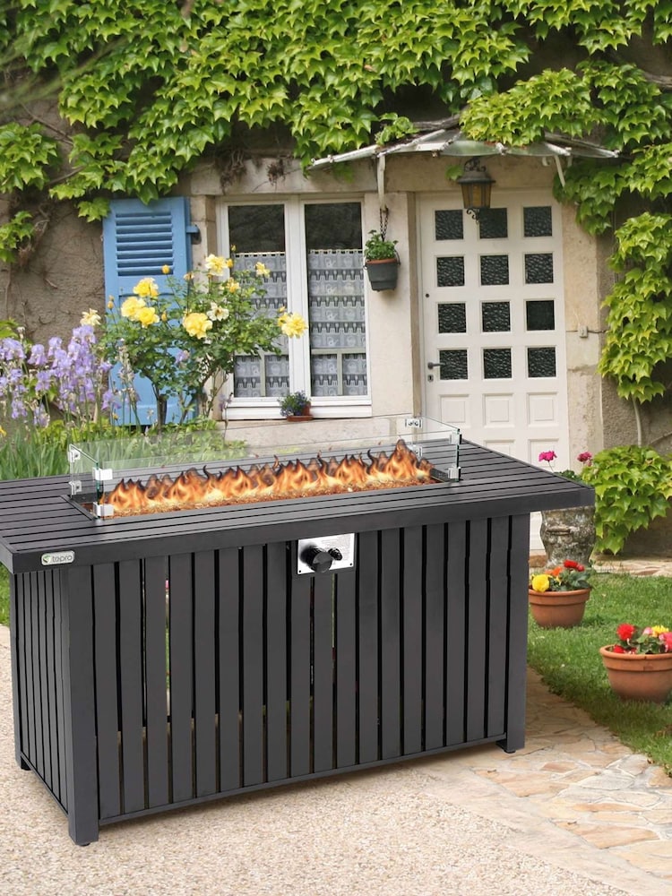 Tepro Black Garden Topeka XL Deluxe Table Gas Fire Pit - Image 1 of 2