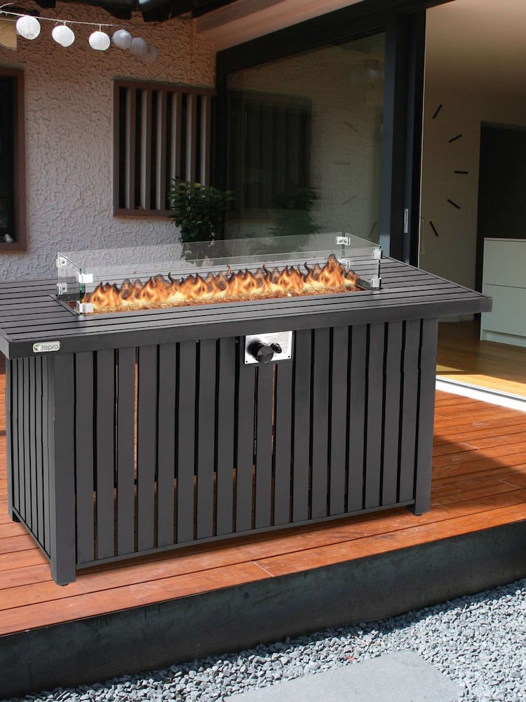 Tepro Black Garden Topeka XL Deluxe Table Gas Fire Pit - Image 2 of 2