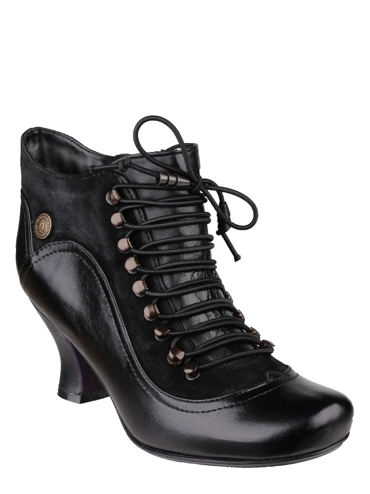 Hush Puppies Black Vivianna Lace-Up Heeled Boots - Image 1 of 4