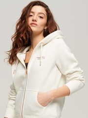 Superdry White Essential Logo Zip Hoodie - Image 1 of 5