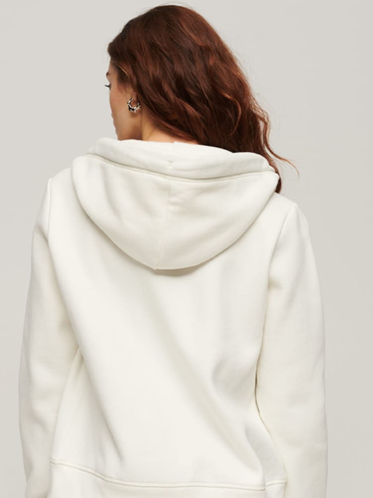 Superdry White Essential Logo Zip Hoodie - Image 2 of 5