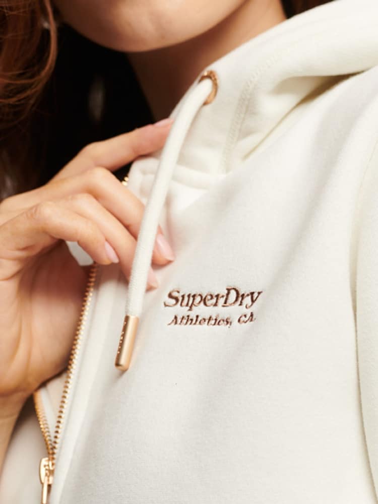 Superdry White Essential Logo Zip Hoodie - Image 4 of 4