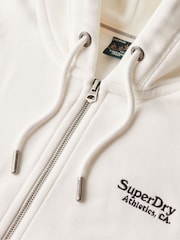 Superdry White Essential Logo Zip Hoodie - Image 6 of 7