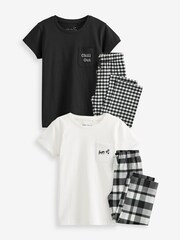 Vérification noir/blanc - Next Lot de 2 pyjamas tissés pour jogging (3-16 ans) - Image 1 of 4