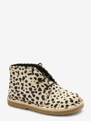 Cream Animal Print Lace-Up Desert Boots - Image 2 of 5