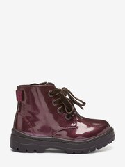 Berry Red Glitter Lace-Up Boots - Image 1 of 4
