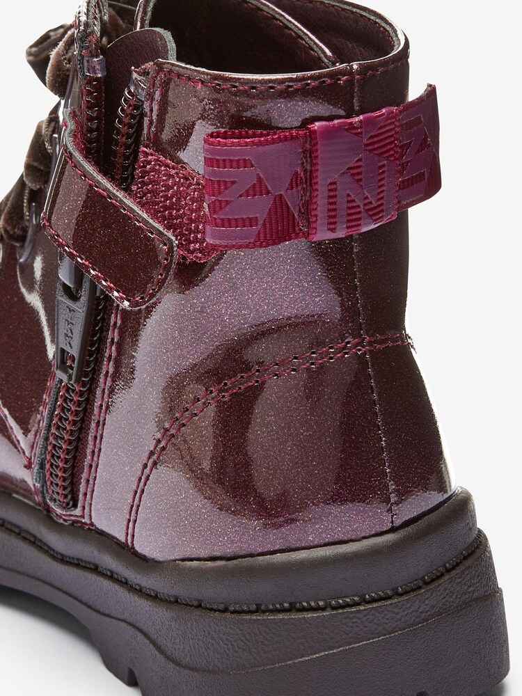 Berry Red Glitter Lace-Up Boots - Image 4 of 4