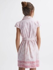 Reiss Pink Print Jacie Junior Cap Sleeve Double Breasted Dress - Image 5 of 8