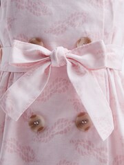 Reiss Pink Print Jacie Junior Cap Sleeve Double Breasted Dress - Image 7 of 8