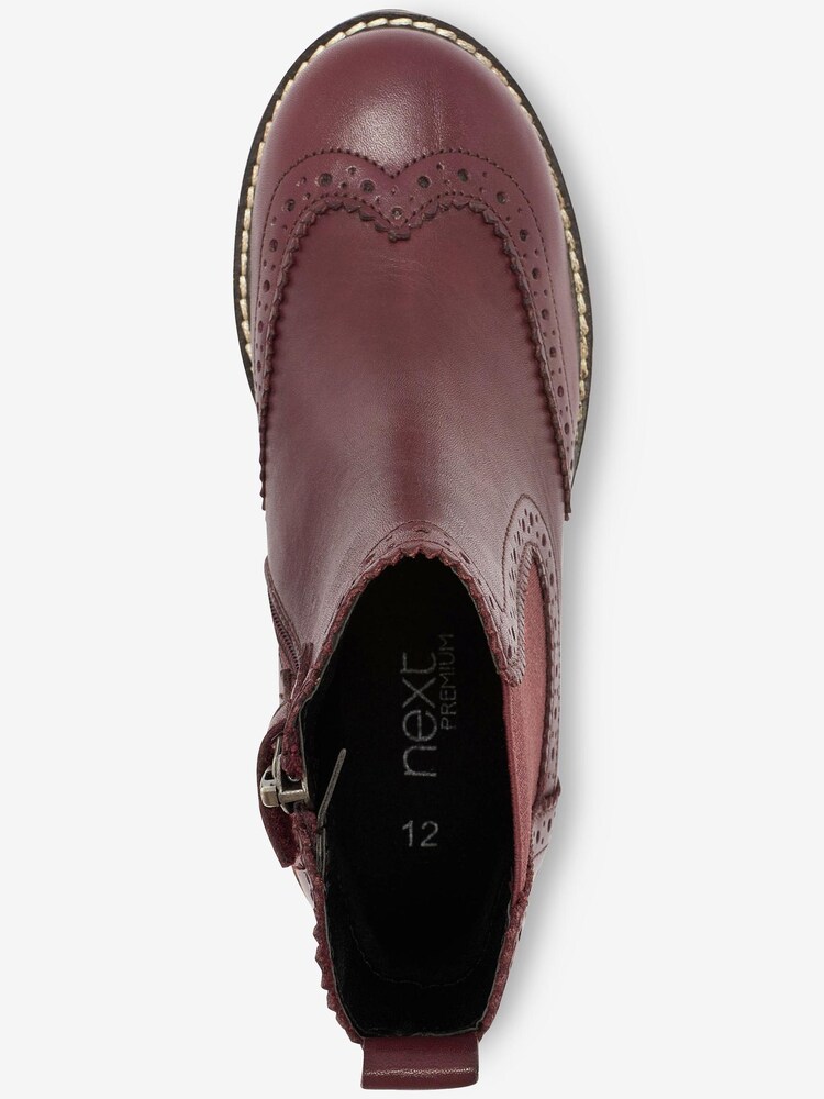 Oxblood Red Brogue Leather Chelsea Boots - Image 3 of 4