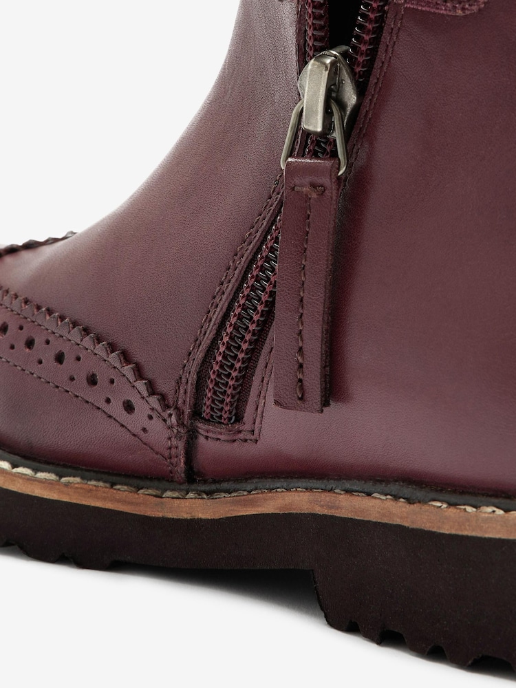 Oxblood Red Brogue Leather Chelsea Boots - Image 4 of 4