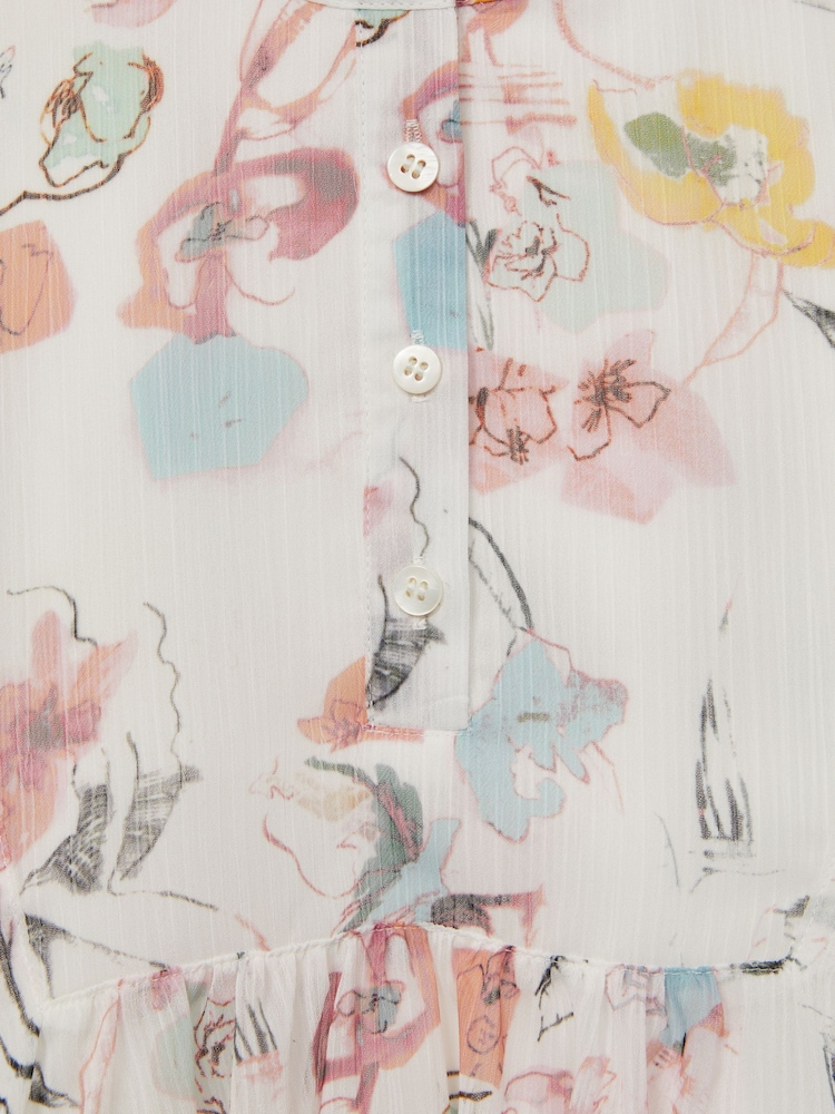 Reiss Ivory Print Martha 9-12 yrs Floral Print Collarless Dress - Image 6 of 6