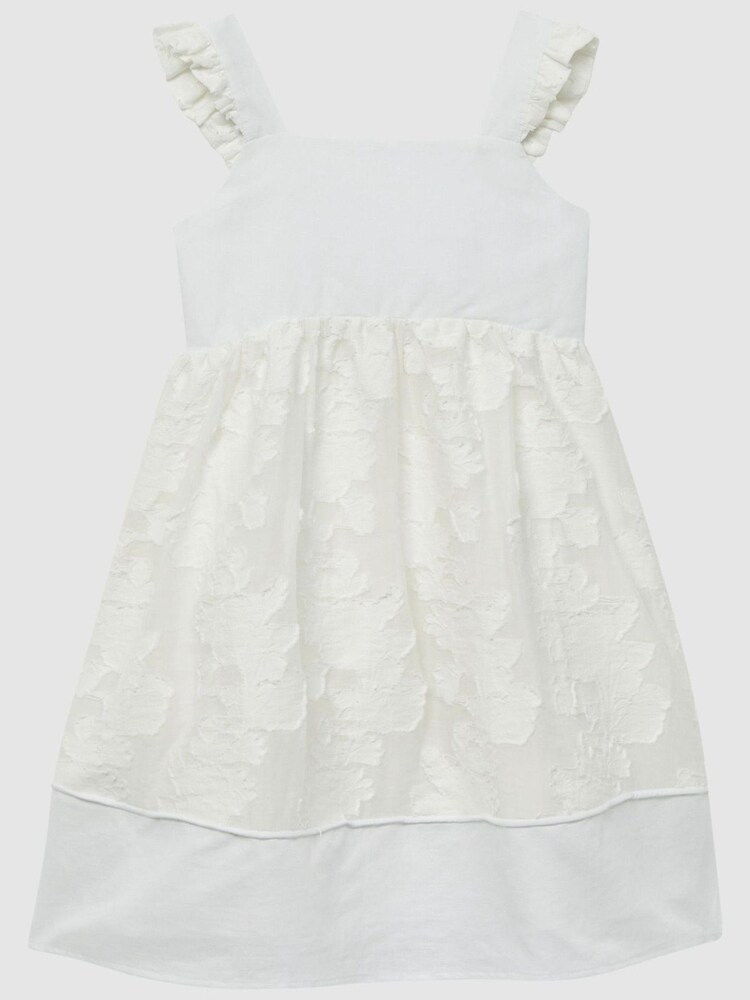Reiss White Abby 4-9 yrs Lace Detail Bow Back Dress - Image 2 of 6