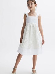 Reiss White Abby 4-9 yrs Lace Detail Bow Back Dress - Image 3 of 6
