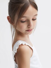 Reiss White Abby 4-9 yrs Lace Detail Bow Back Dress - Image 4 of 6
