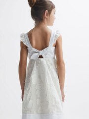 Reiss White Abby 4-9 yrs Lace Detail Bow Back Dress - Image 5 of 6