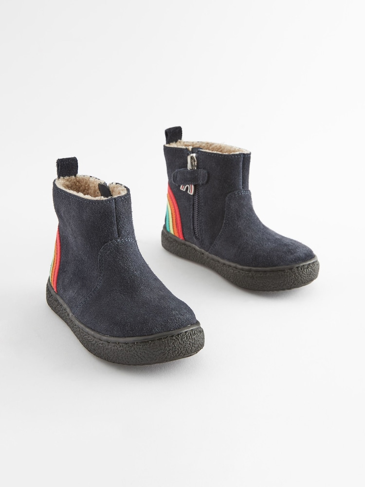 Navy Rainbow Wide Fit (G) Suede Chelsea Boots - Image 1 of 5