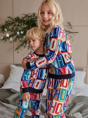 Navy Blue HoHoHo Matching Family Kids Cosy Pyjamas (9mths-16yrs) - Image 1 of 7