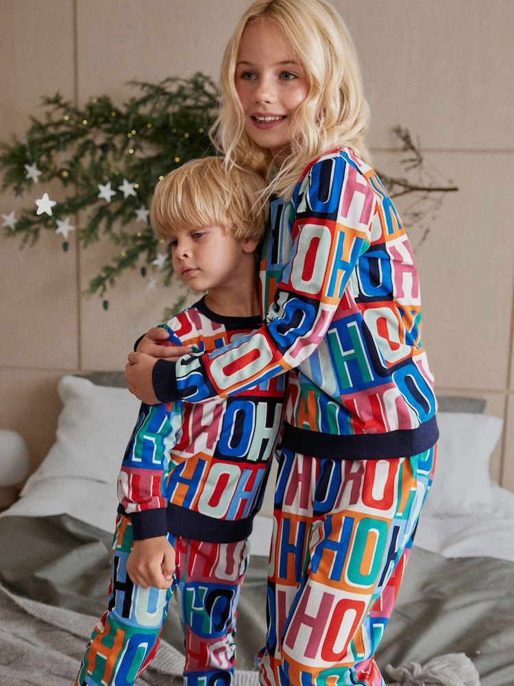 HoHoHo/Marineblau - Kuschelige Pyjamas (Familienkollektion) für Kinder (9M.–16J.) - Bild 1 von 7 HoHoHo/Marineblau - Kuschelige Pyjamas (Familienkollektion) für Kinder (9M.–16J.) - Bild 1 von 7