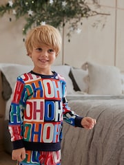 Navy Blue HoHoHo Matching Family Kids Cosy Pyjamas (9mths-16yrs) - Image 3 of 7