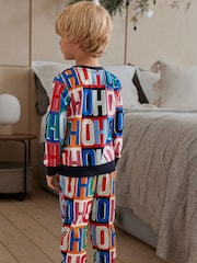 Navy Blue HoHoHo Matching Family Kids Cosy Pyjamas (9mths-16yrs) - Image 4 of 7