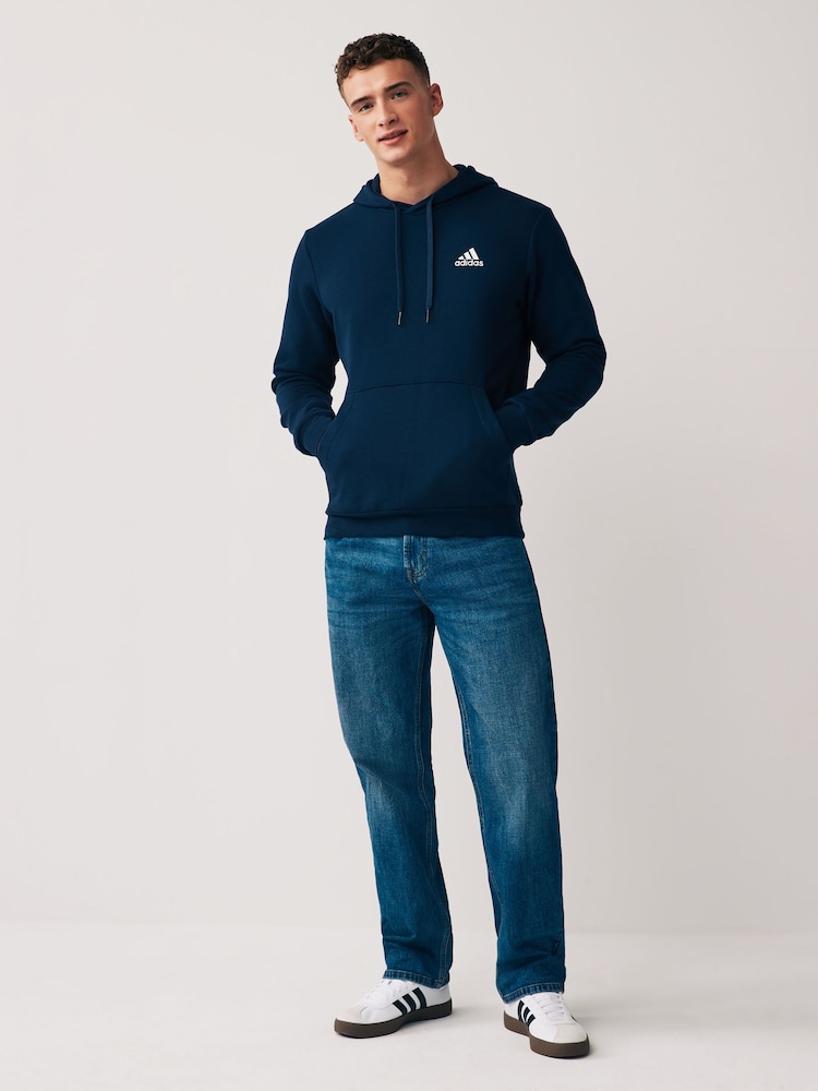 adidas Navy Blue Essential Fleece Hoodie - Image 2 of 5