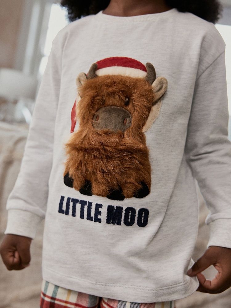 Grey/Red Hamish Matching Family Younger Kids Cosy Cotton Pyjamas (12mths-8yrs) - Image 3 of 6