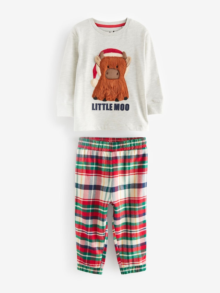 Grey/Red Hamish Matching Family Younger Kids Cosy Cotton Pyjamas (12mths-8yrs) - Image 4 of 6