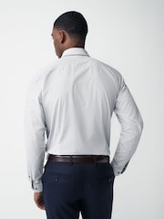 Neutral Brown/Blue Slim Fit Single Cuff Shirt And Tie Pack - Image 3 of 8
