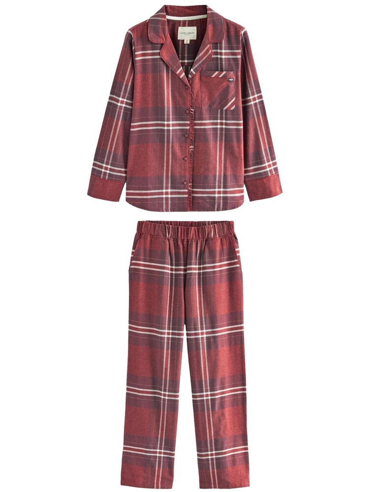 Laura Ashley Red Check Button Through Pyjama Set - Image 1 of 10