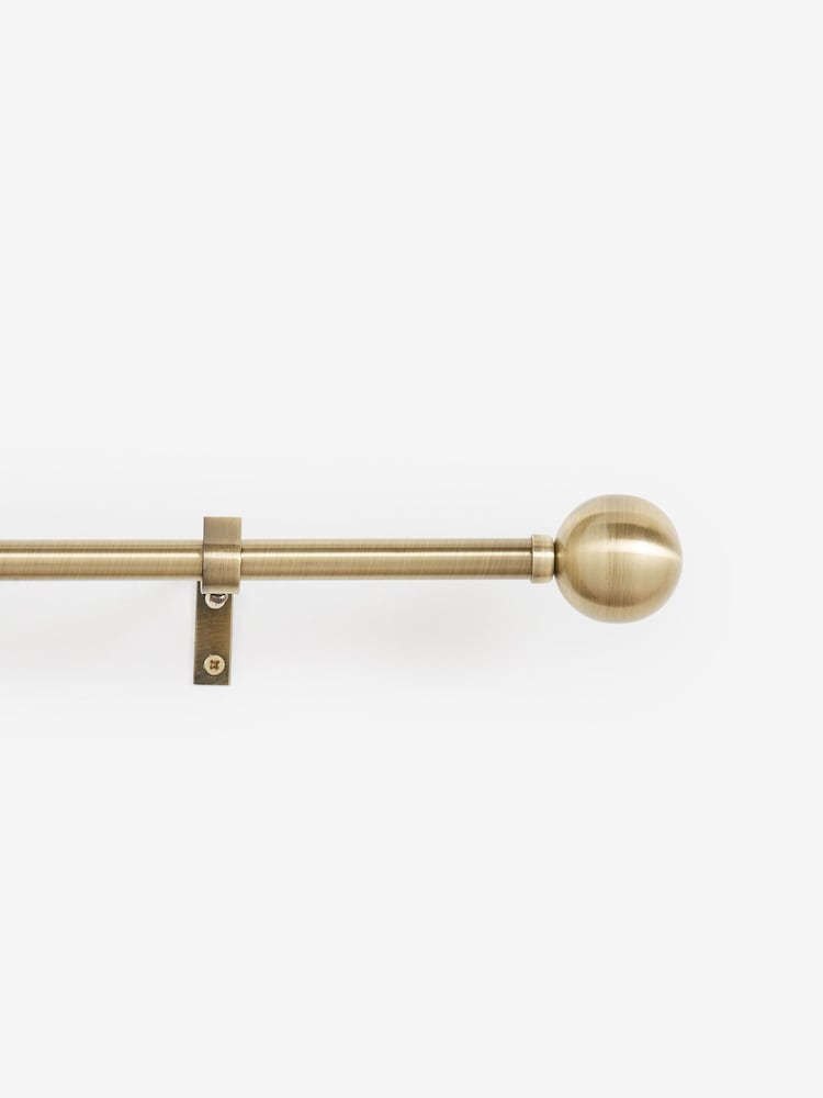 Antique Brass Ball Finial Extendable Curtain 19mm Pole Kit - Image 1 of 5