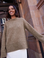 Mole Brown Premium  Boucle Longline Jumper - Image 1 of 7