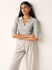 Grey Premium Merino Polo Neck Jumper - Image 1 of 7