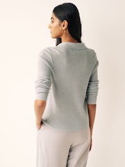 Grey Premium Merino Polo Neck Jumper - Image 4 of 7