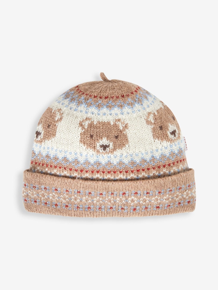 JoJo Maman Bébé Baby Bear Fair Isle Pattern Knitted Hat - Imagen 1 de 2