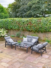 Leisuregrow Grey Garden Santorini Dusk Reclining Lounge Set wth Ice Bucket Table - Image 1 of 3