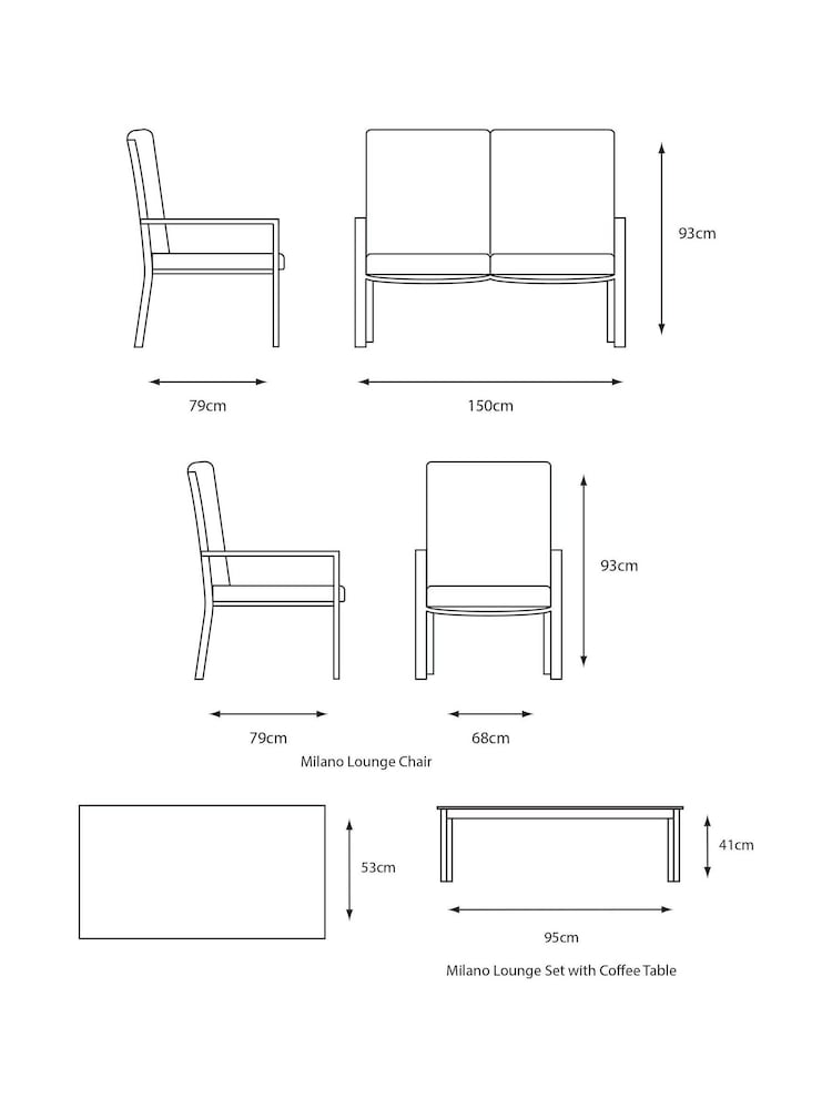 Leisuregrow Grey Garden Milano Lounge Set with Coffee Table - Image 4 of 4