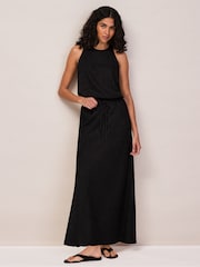 Ro&Zo Black Petite Bias Skirt With Linen - Image 1 of 3