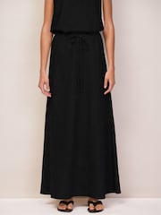 Ro&Zo Black Petite Bias Skirt With Linen - Image 2 of 3