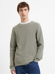French Connection Natural Shadow Waffle 100% Cotton Micro Knit Jumper - Image 1 of 3