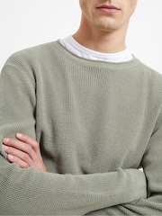 French Connection Natural Shadow Waffle 100% Cotton Micro Knit Jumper - Image 3 of 3